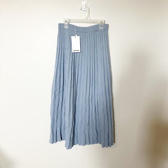 Lemme wool blend accordion pleated midi skirt blue women’s small nwt - Picture 1 of 7